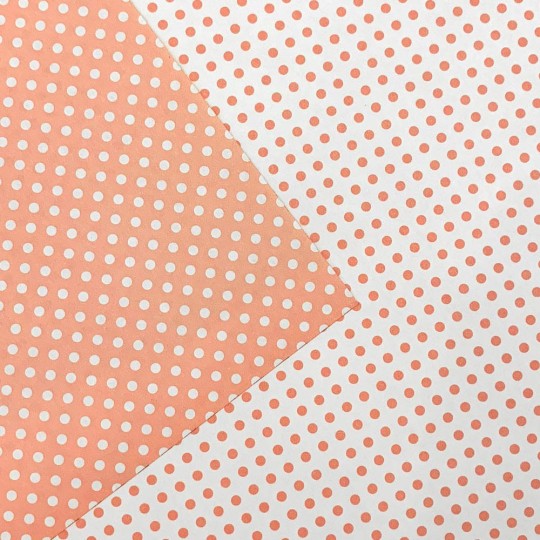 Peach and White Polka Dot Italian Paper ~ Tassotti ~ Reversible Print